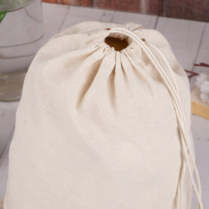 Marubhumi Cotton Storage Bags with Drawstrings Large 10x12 Inch - 12 Pcs Reusable Muslin Bulk Flour Sack Bag,Cotton Fabric Bread Bags Bulk Food Produce Natural Storage Bag