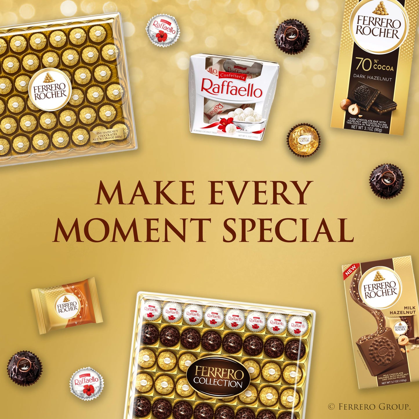 Ferrero Rocher Gourmet Hazelnut Milk Chocolate Gift Box, 24 Individually Wrapped Chocolates, 10.6 oz