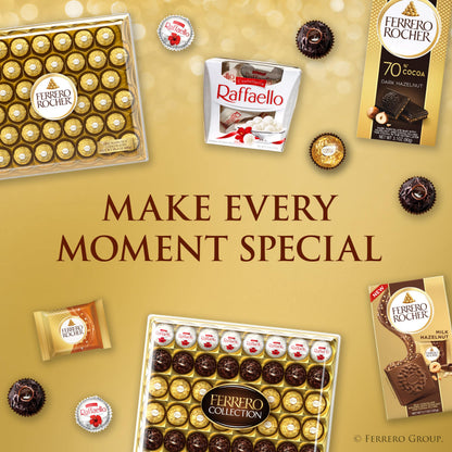 Ferrero Rocher Gourmet Hazelnut Milk Chocolate Gift Box, 24 Individually Wrapped Chocolates, 10.6 oz