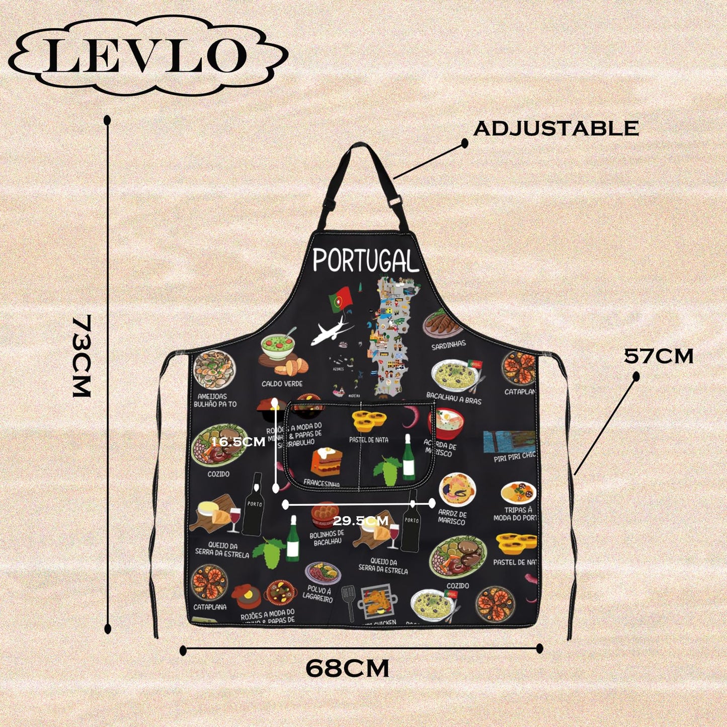Portugal Country Map Europe Cuisine Lover Kitchen Apron Mom Dad BFF Portuguese Food Cooking Travel Apron