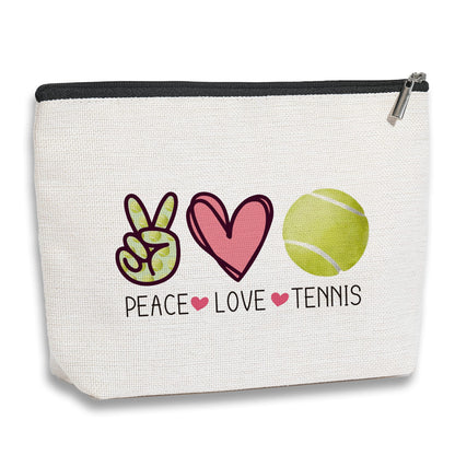 Tennis Gifts Pouch Bag Inspirational Gifts for Women, Gift for Tennis Lovers Players Birthday Gift for Coach Best Friend Sister Peace Love