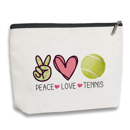 Tennis Gifts Pouch Bag Inspirational Gifts for Women, Gift for Tennis Lovers Players Birthday Gift for Coach Best Friend Sister Peace Love