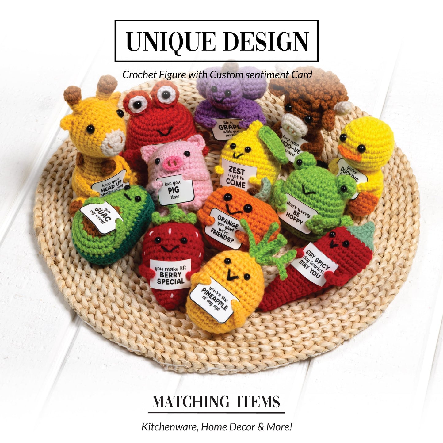 Pavilion Gift Company - Lemon - Crochet Mini Figure Fruit Zest Encouragement Inspiration Home Work Desk Decor