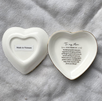 Ceramic Ring Dish, Mother of The Bride Gift for Mom from Bride Wedding Favor, Daughter Bridal Shower Gifts