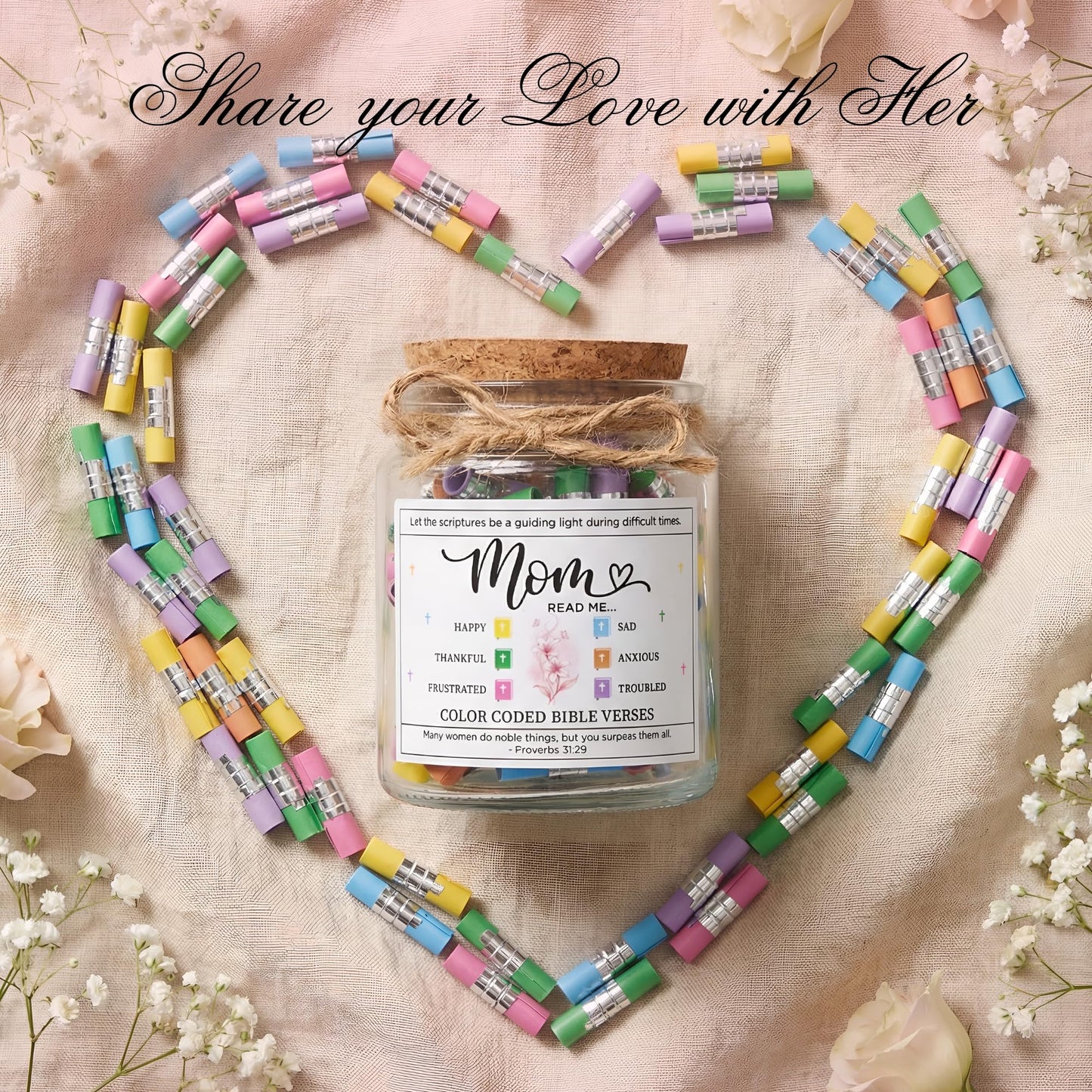 SOLMAY Bible Read This When Bible Verses Jar for Mom — Birthday Gifts for Mom from Son Daughter, Religious Christian Gifts for Mom, Sentimental Gift for Mom, Scripture Jar with Affirmation Cards