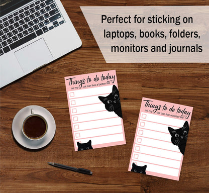 Funny Black Cat Lover Small to Do List Sticky Notes, Pink | Things to Do Today | Humor Notebook Notepad Note Card for Women Gift| 50 Pages 4x6 by DAILY RITMO