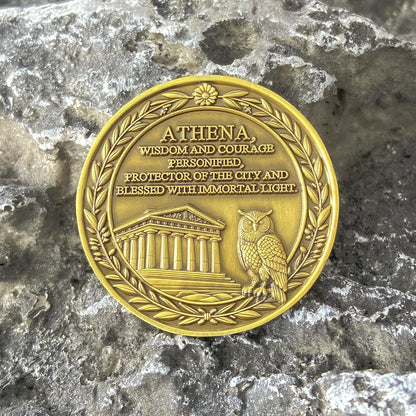 Athena Challenge Coin - Goddess of Wisdom & War Commemorative Medallion, Ancient Greek Design, Protector of The City, Inspirational Gift for Collectors