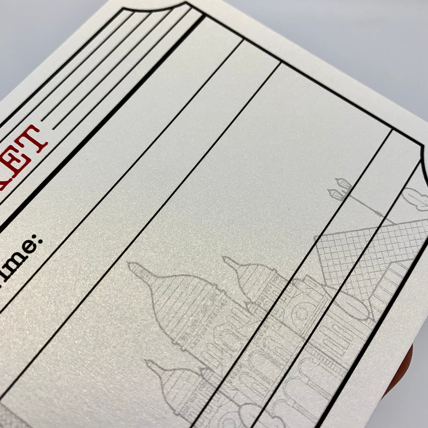 Paris White (with Gold Shimmer Effect) Travel Ticket and Envelope. Paris Themed Ticket Surprise Holiday Gift.