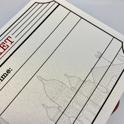 Paris White (with Gold Shimmer Effect) Travel Ticket and Envelope. Paris Themed Ticket Surprise Holiday Gift.
