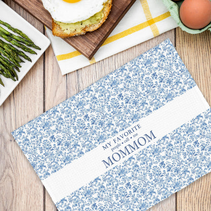 My Favorite People Call Me Mommom Gifts Kitchen Towels, Grandma Bathroom Hand Towels Gifts for Christmas Mother's Day, Blue And White Porcelain Chinoiserie Floral Tea Dish Towel Decor 16x24in