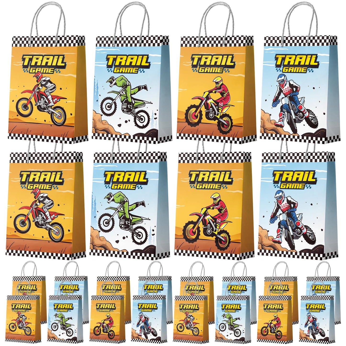 Dirt Bike Party Favor Bags, 24 Pcs Dirt Bike Party Bags Set Motorcycle Themed Party Favor Bags, Dirt Bike Party Gift Treat Bags Goodie Bags for Dirt Bike Birthday Party Decorations
