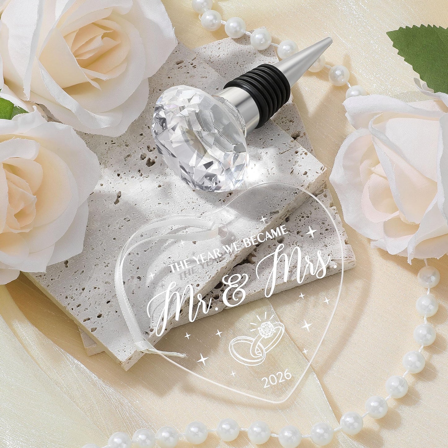Wedding Gifts for Couples 2026 Mr and Mrs Engraved Wine Glasses Engagement Gift for Newlywed Bachelorette Bridal Shower Gifts for Bride and Groom Present for Bride To Be His and Hers