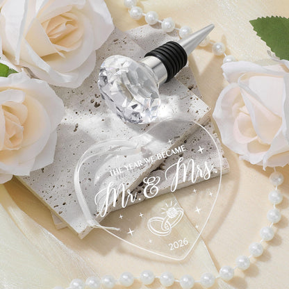 Wedding Gifts for Couples 2026 Mr and Mrs Engraved Wine Glasses Engagement Gift for Newlywed Bachelorette Bridal Shower Gifts for Bride and Groom Present for Bride To Be His and Hers