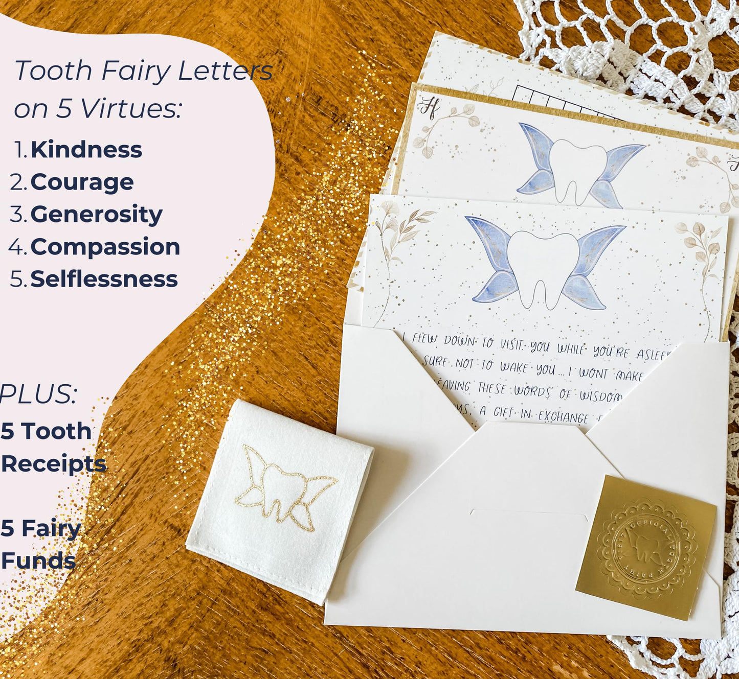 Tooth Fairy Letter Kit & Tooth Fairy Book for Boys and Girls | Tooth Fairy Gift | Tooth Book & Tooth Fairy Kit W/Tooth Receipts, Tooth Fairy Letters & More | 8.5x11 Softcover