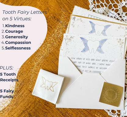 Tooth Fairy Letter Kit & Tooth Fairy Book for Boys and Girls | Tooth Fairy Gift | Tooth Book & Tooth Fairy Kit W/Tooth Receipts, Tooth Fairy Letters & More | 8.5x11 Softcover