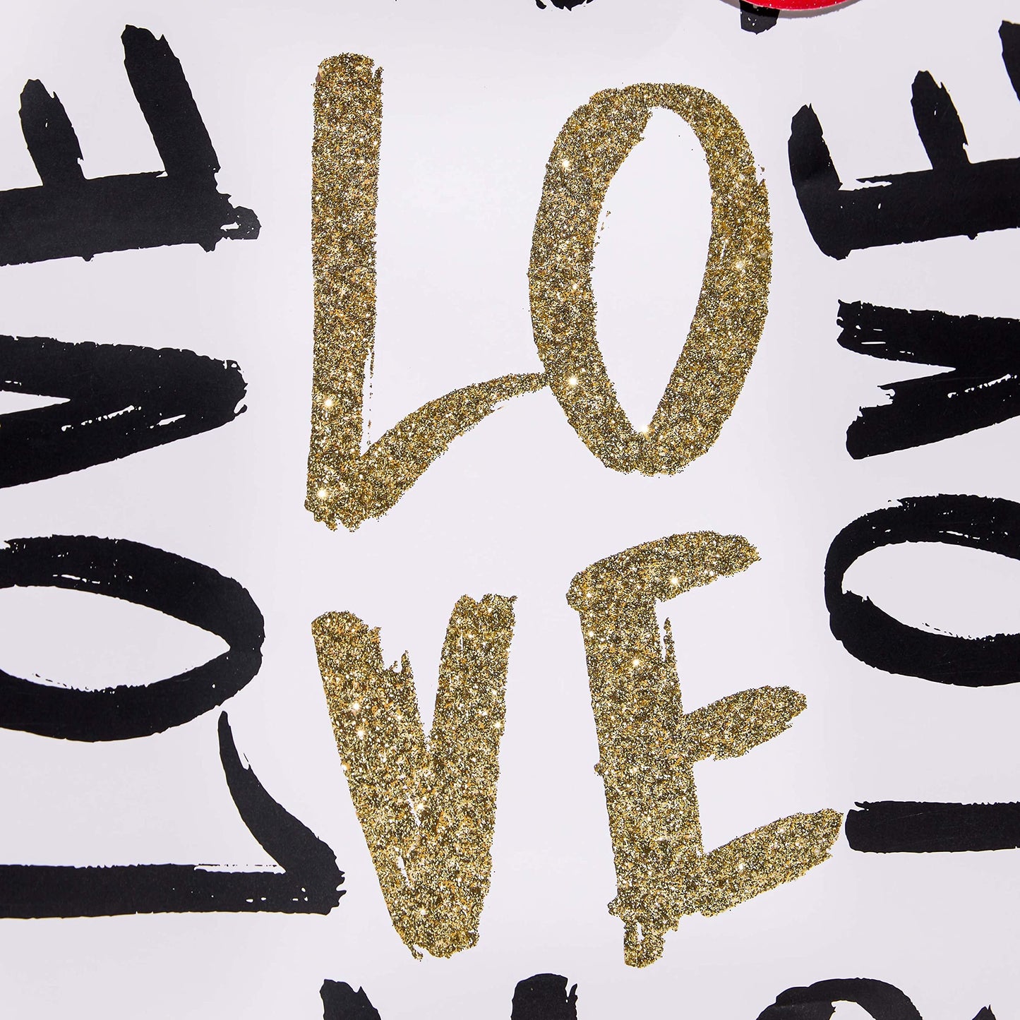 SUNCOLOR Large Valentine's Day Gift Bag with Tissue Paper, Black and Gold Love Design, 13 x 10.2 x 4.7 Inches, for Birthday, Mother's Day