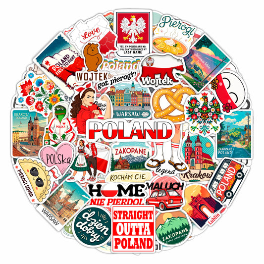 100Pcs Poland Stickers for Luggage, for Water Bottle, Polish Flag Stickers Small- Poland Party Supplies, Polish Gifts - Gift for Women & Men