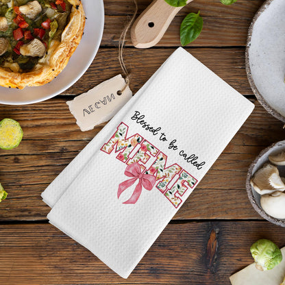 Meme Gifts for Grandma from Grandkids Granddaughter, Mothers Day Christmas Birthday Kitchen Gifts for Grandma, Blessed to be Called Meme Kitchen Dish Hand Tea Towels for Bathroom,16x24 Inch