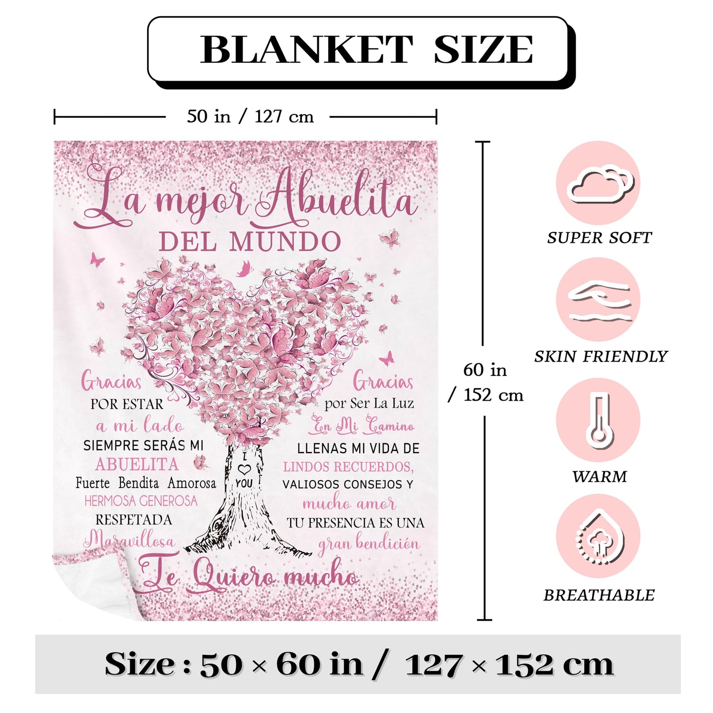 Abuela Gifts, Regalos para Abuela, Grandma Gifts in Spanish, Abuelita Gift, Gift for Abuela Blanket 60"x50"