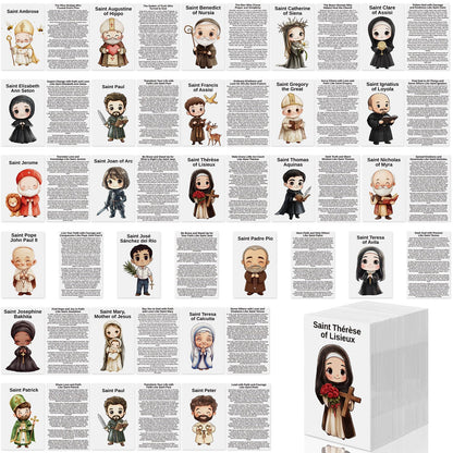 Motiskyy 120 Pcs Catholic Gift Catholic Prayer Card with Saint Stories Cute Holy Prayer Card Bookmark Bulk for Teacher Student Sunday School Classroom Bible Study Religious Education Activity