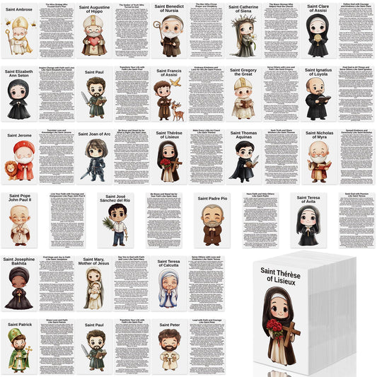 Motiskyy 120 Pcs Catholic Gift Catholic Prayer Card with Saint Stories Cute Holy Prayer Card Bookmark Bulk for Teacher Student Sunday School Classroom Bible Study Religious Education Activity