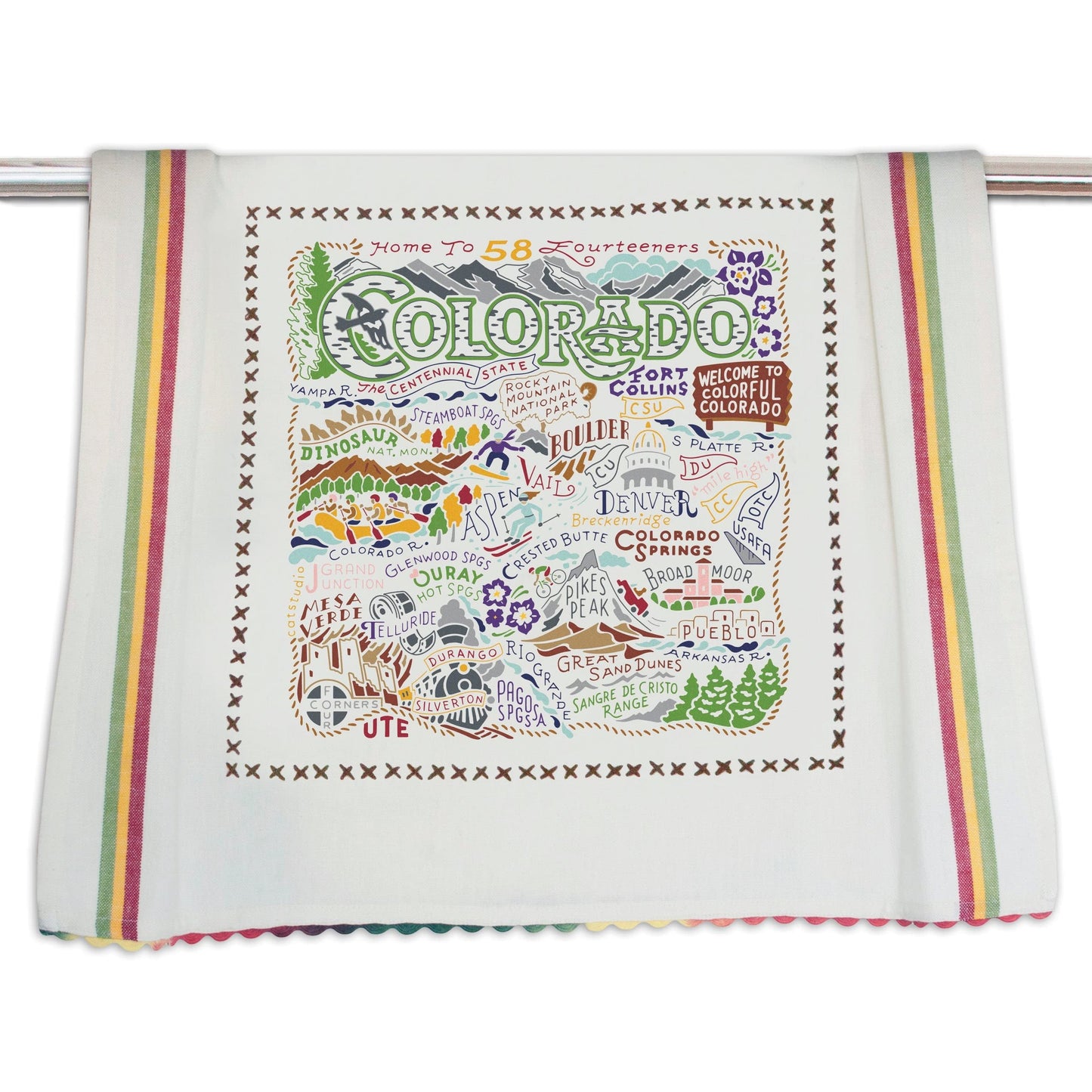 Catstudio Colorado Dish Towel - U.S. State Souvenir Kitchen and Hand Towel, Perfect Tea Towels for Colorado Lovers, Travel Souvenir, Housewarming Gifts, Couple Gifts