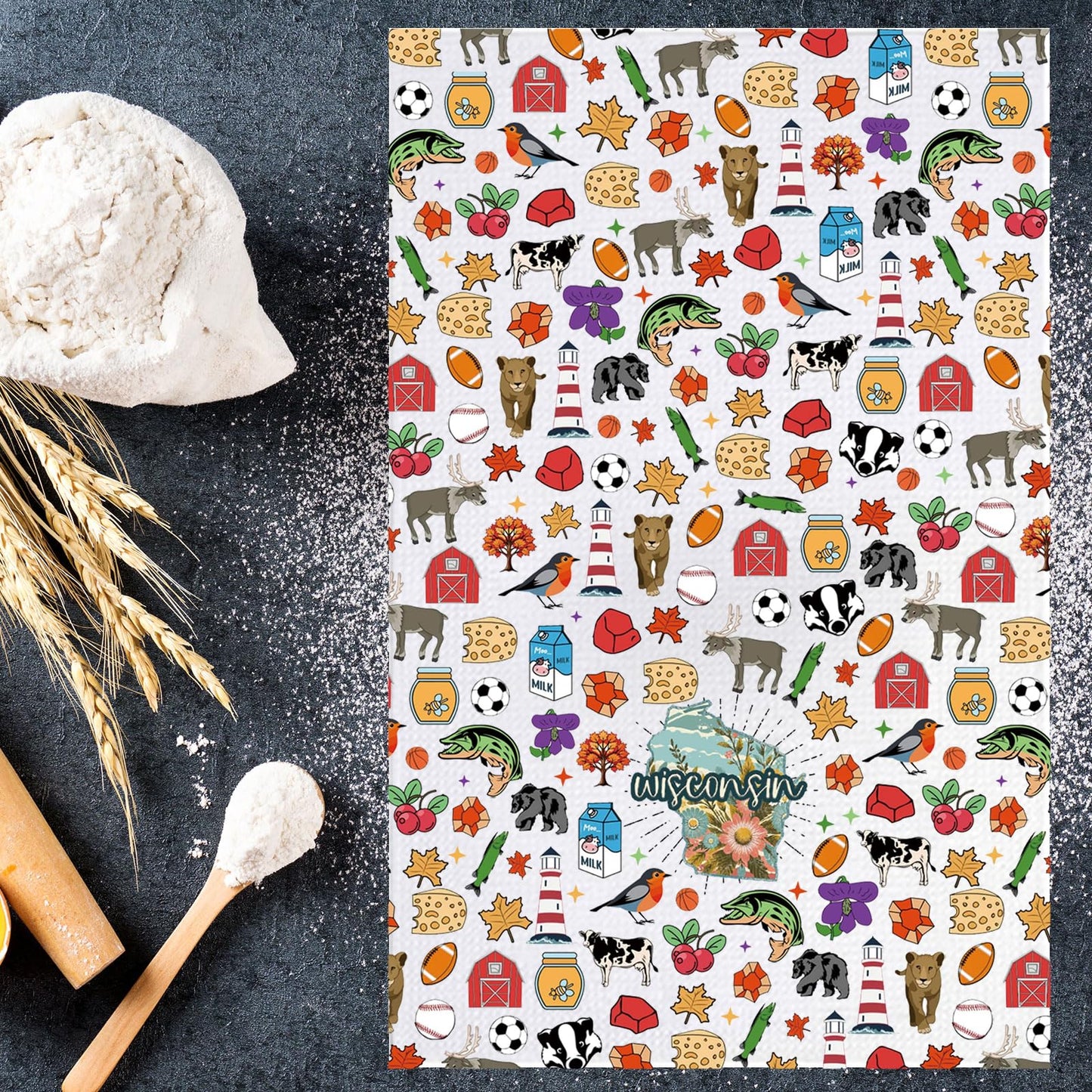 JNIAP Wisconsin Kitchen Towel Wisconsin Souvenirs and Gifts State of Wisconsin Gifts Wisconsin Dish Towel (Wisconsin kt)