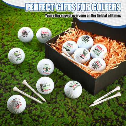 MiniInflat 18 Pcs Funny Golf Balls Gifts Set 12 Humor Golf Balls and 6 Tees for Men Women Coworkers Employees Golfers Birthday Retirement