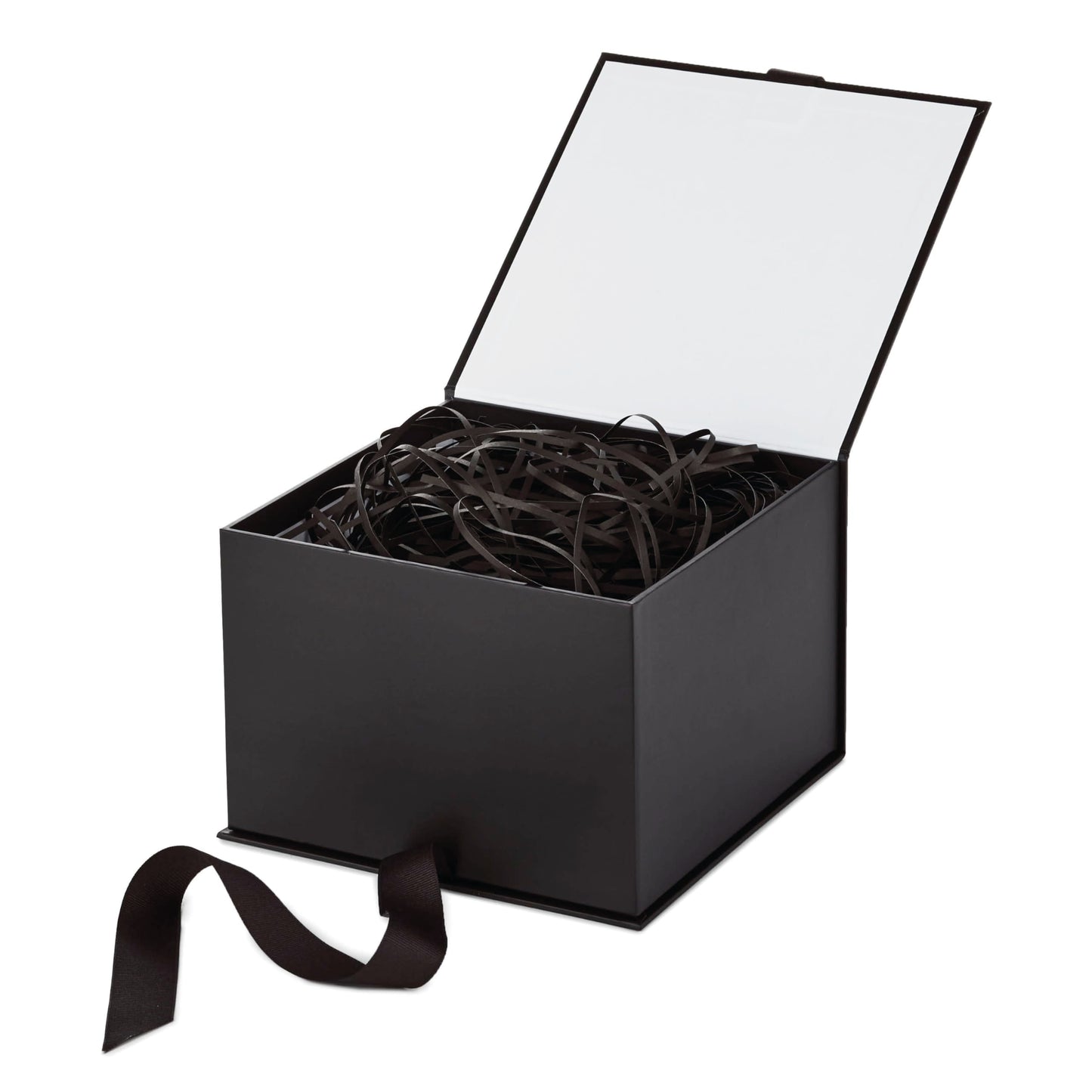 Hallmark Medium Gift Box with Lid and Shredded Paper Fill (Black 7 inch Box) for Weddings, Graduations, Birthdays, Father's Day, Groomsmen Gifts, All Occasion