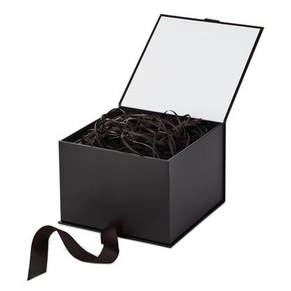 Hallmark Medium Gift Box with Lid and Shredded Paper Fill (Black 7 inch Box) for Weddings, Graduations, Birthdays, Father's Day, Groomsmen Gifts, All Occasion