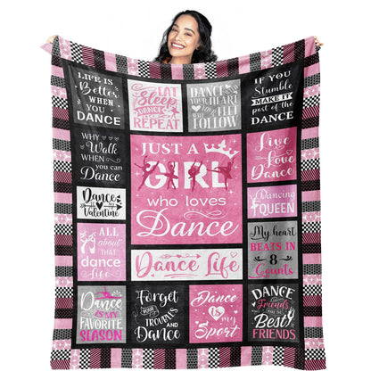 Dance Gifts Blanket 60"x50", Dance Recital/Dancer/Ballet/Ballerina Gifts for Girls Teens Her Teacher, Gift for Dancers, Dancing Stuff/Accessories, Dancing Soft Throw Blanket