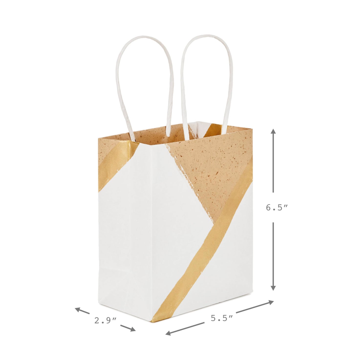 Hallmark 6" Small Paper Gift Bags, 8-Pack (White and Kraft) for Valentine's Day, Birthdays, Weddings, Graduations, Baby Showers, Bridal Showers, Care Packages and More
