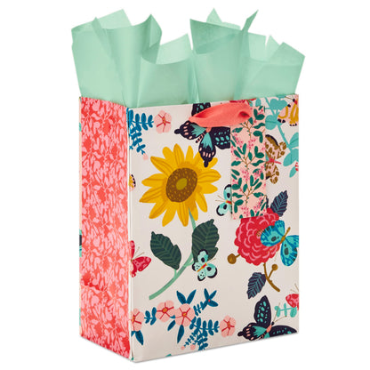Hallmark 9" Medium Gift Bag with Tissue Paper (Bright Flowers) for Valentine's Day, Easter, Birthdays, Bridal Showers, Weddings, Baby Showers, Mother's Day
