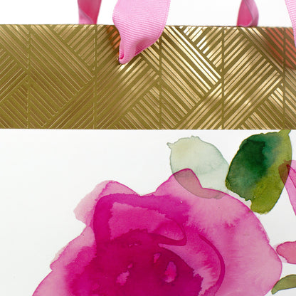Hallmark 10" Large Square Gift Bag (Watercolor Flower and Vase) for Valentine's Day, Birthdays, Mothers Day, Anniversary, Bridal Showers and More