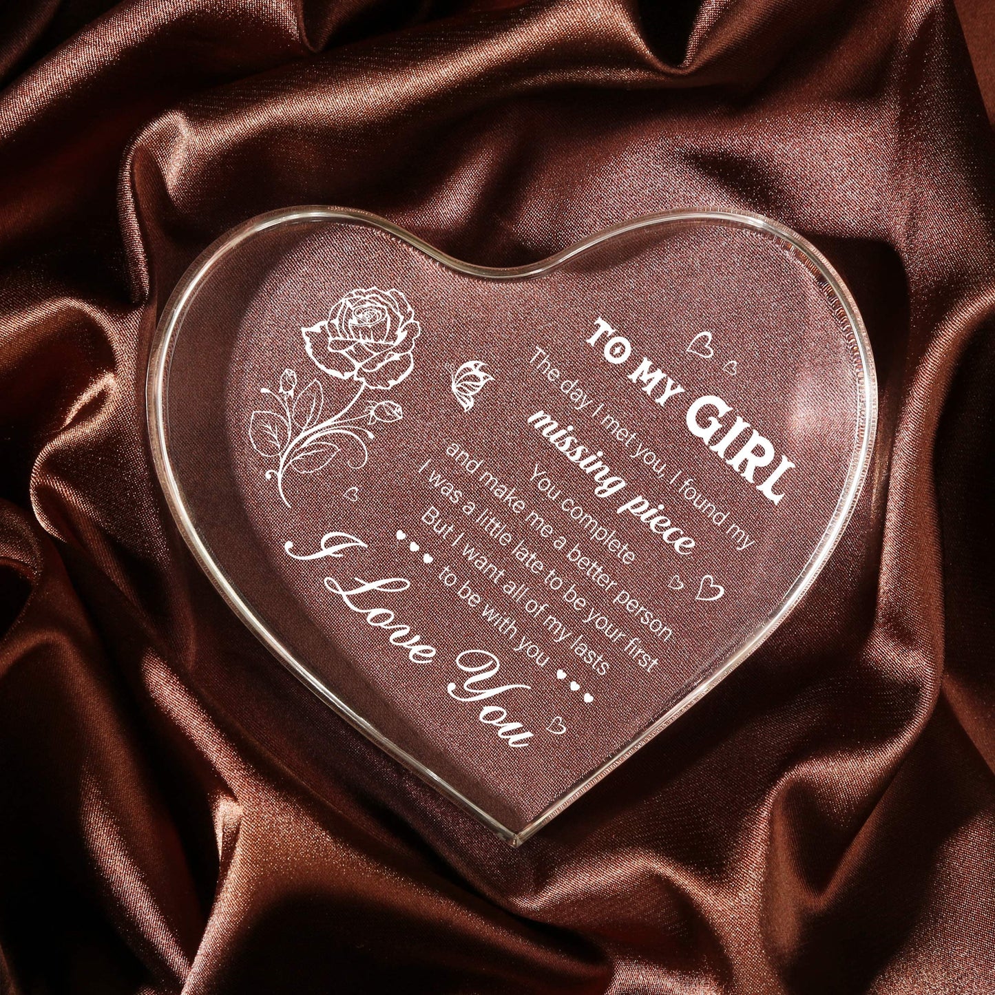 Gifts for Girlfriend, Girlfriend Birthday Keepseek, To My Girl Heart Shaped Acrylic Block, Birthday Anniversary Valentines Day Gifts for Her Wife GF
