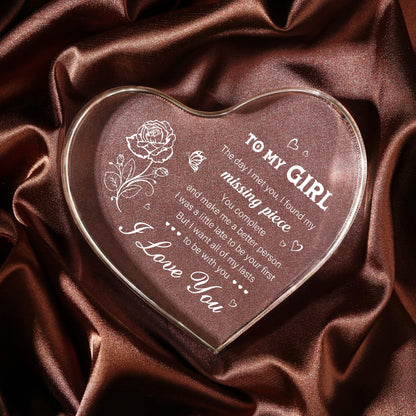 Gifts for Girlfriend, Girlfriend Birthday Keepseek, To My Girl Heart Shaped Acrylic Block, Birthday Anniversary Valentines Day Gifts for Her Wife GF