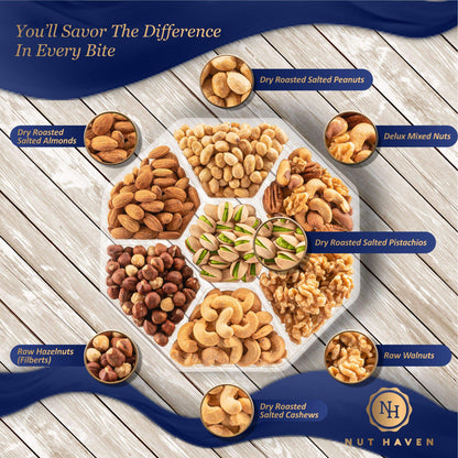 Fathers Day Nuts Gift Basket - Assortment of Roasted Salted Gourmet Nuts - Food Gift Box for Dad, Him, Husband, Christmas, Father's Day, Mother's Day, Sympathy, Family, Men & Women