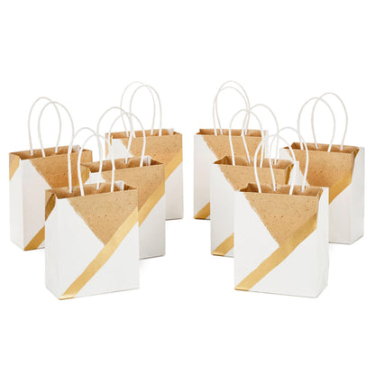 Hallmark 6" Small Paper Gift Bags, 8-Pack (White and Kraft) for Valentine's Day, Birthdays, Weddings, Graduations, Baby Showers, Bridal Showers, Care Packages and More