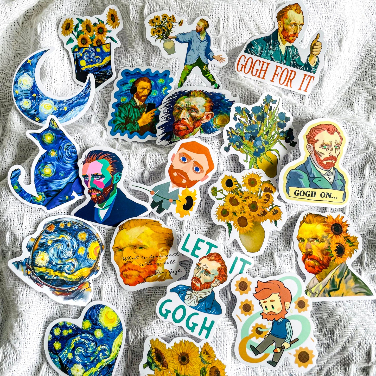 50PCS Van Gogh Artistic Stickers - Starry Night Art, Sunflowers, Self-Portraits, Aesthetic Vinyl Waterproof Stickers for Laptop, Water Bottle, Journal, Scrapbook, Art Lovers Gift