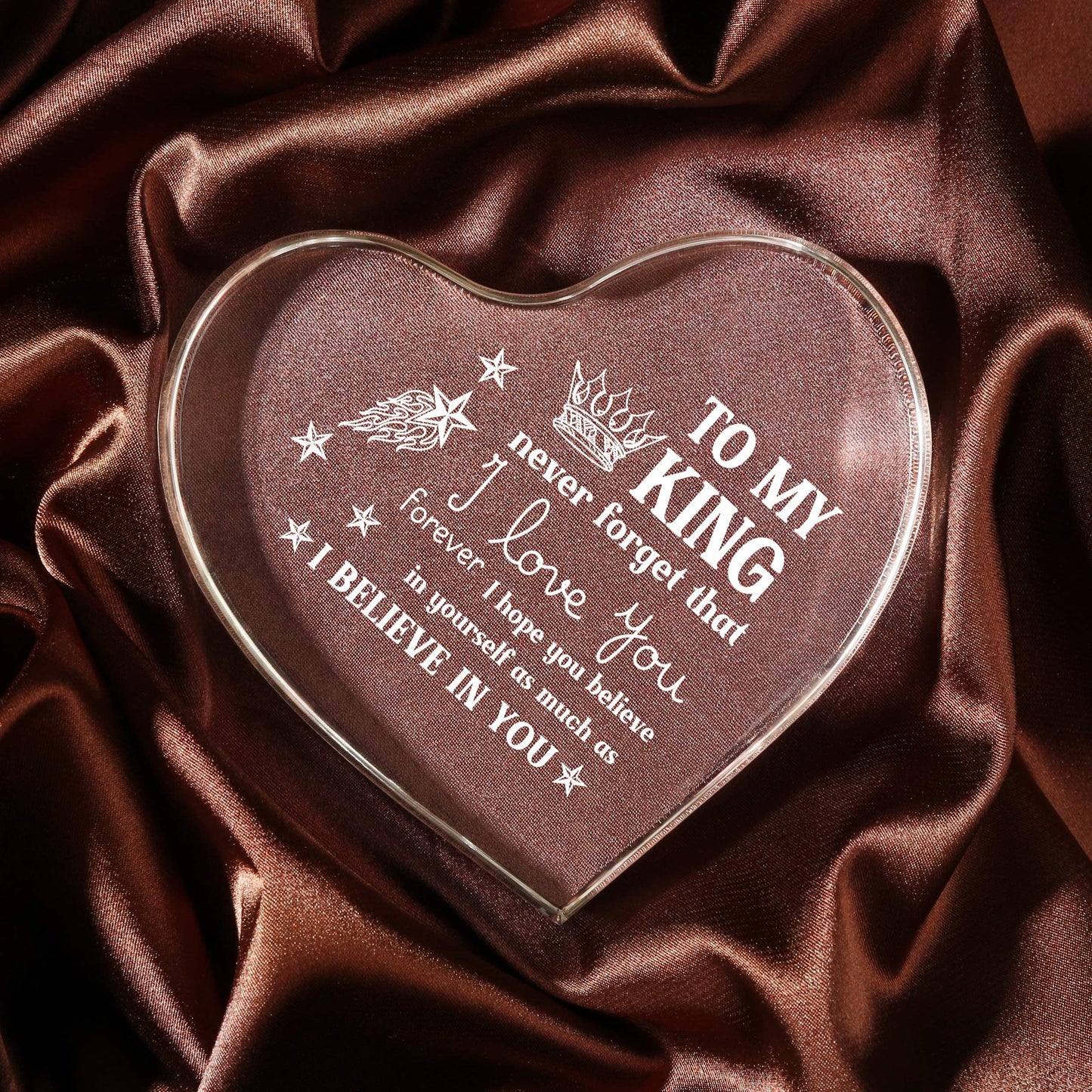 Gifts for Him Boyfriend, Mens Gifts, Anniversary I Love You Gifts for Him, Men's Heart Shaped Acrylic Block -Fathers Day Birthday Gifts for Boyfriend Husband