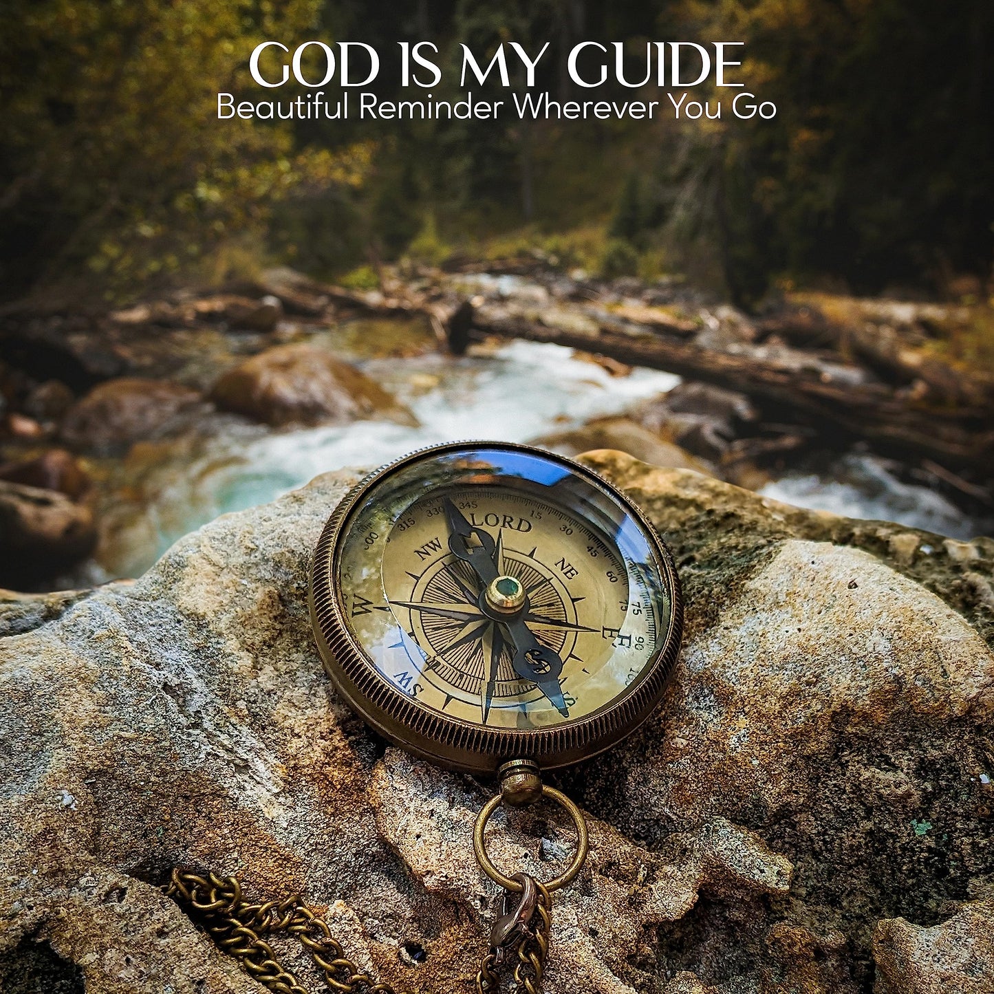 God is My Guide Brass Compass Gift with Display Box - Engraved Scripture Prayer Compass Religious Gift for Men & Women - Baptism, Confirmation, Communion Compass for Boys Graduation Gift