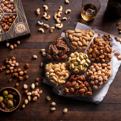 Fathers Day Nuts Gift Basket - Extra Large Assortment of Sweet & Roasted Salted Gourmet Nuts - Food Gift Box for Dad, Him, Husband, Christmas, Father's Day, Mother's Day, Family, Men & Women