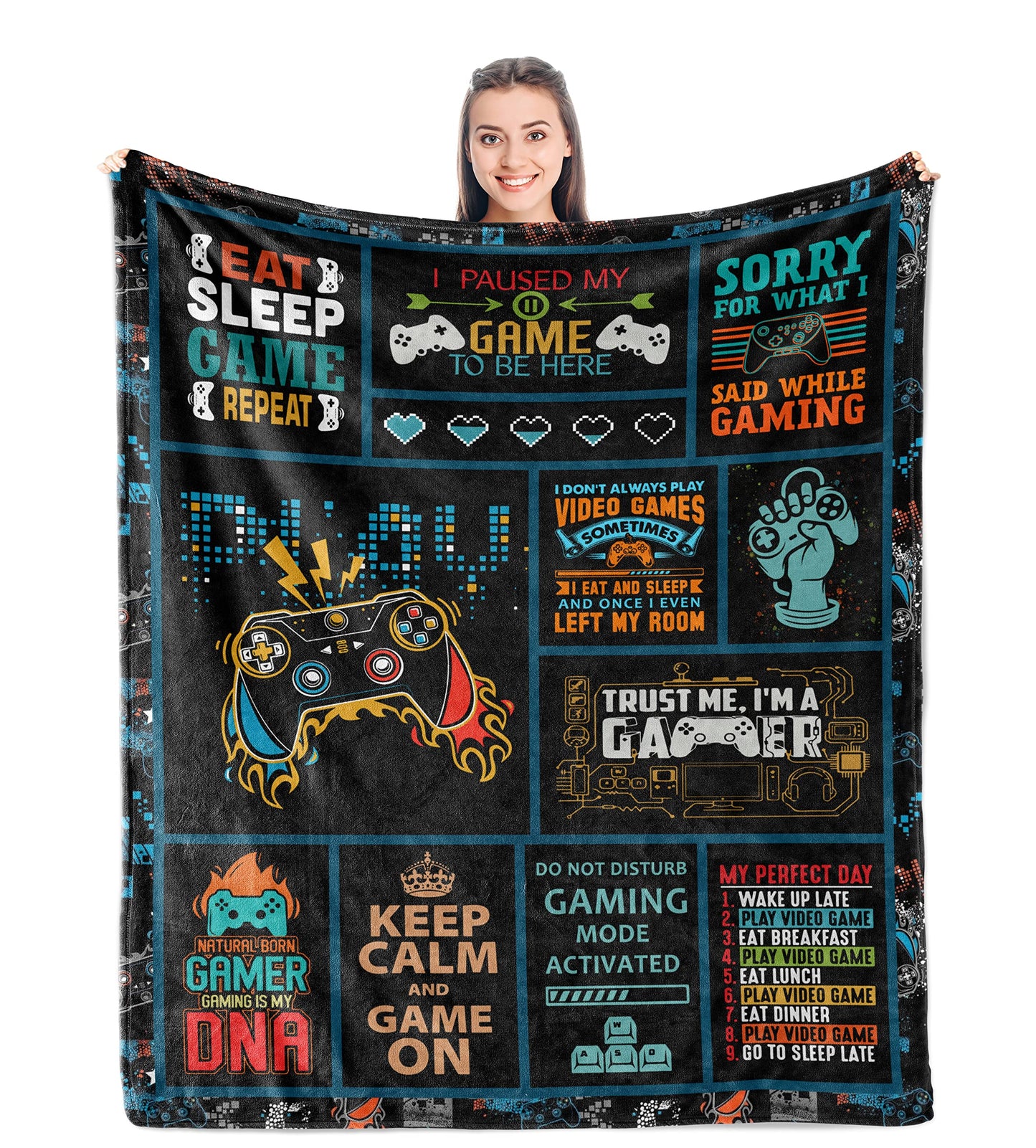 Gamer Gifts for Boys/Men/Girls/Women, Best Gaming Gifts for Video Game Lover, Game Room Decor for Gamers, Birthday Gameboy Blanket for Teens/Kids Soft Throw 50" x 60"