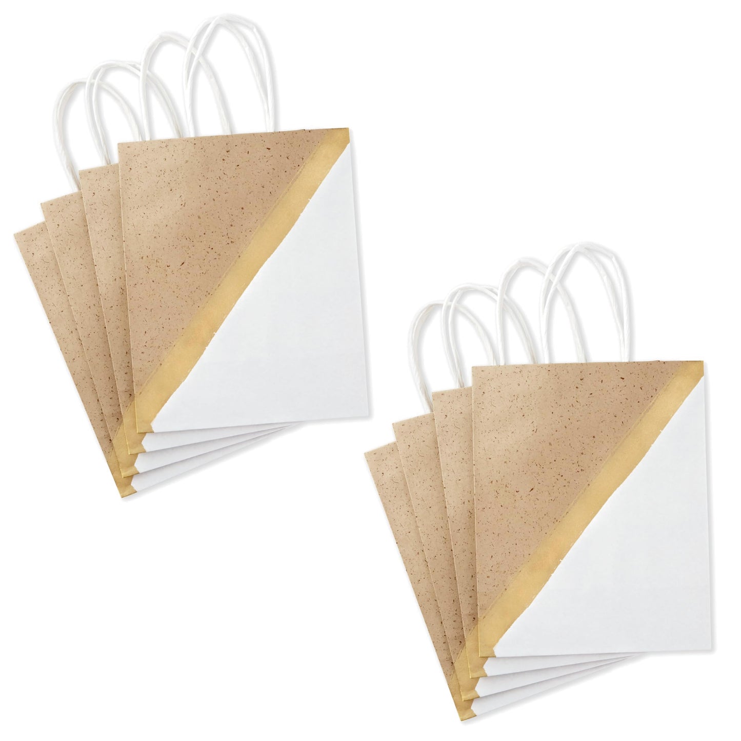 Hallmark 9" Medium Paper Gift Bags (Pack of 8 - White & Kraft) for Valentine's Day, Easter, Birthdays, Mother's Day, Weddings, Graduations, Baby Showers, Bridal Showers, Care Packages and More