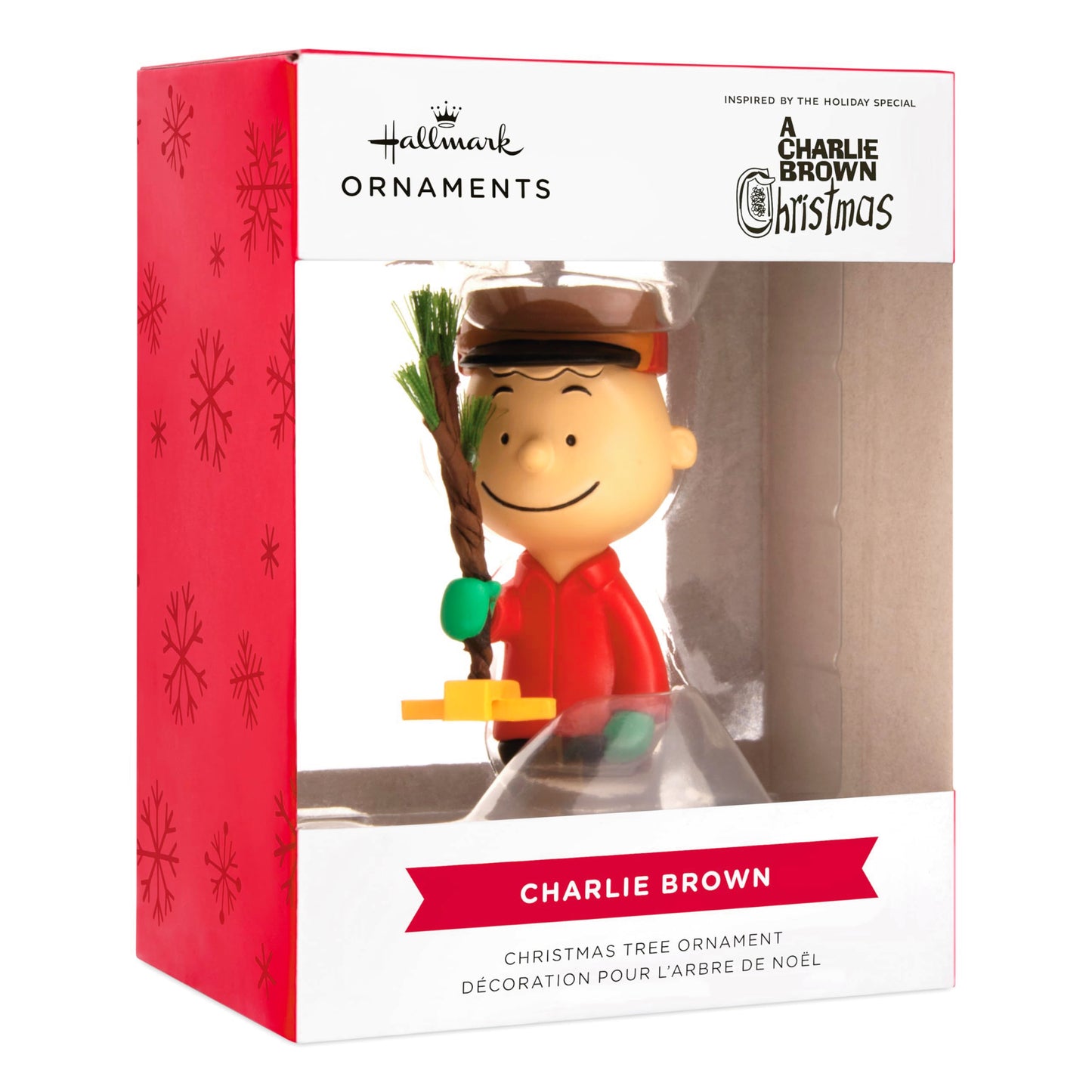 Hallmark Christmas Ornament, Peanuts Charlie Brown Kneeling with Tree Ornament, Gifts for Peanuts Fans