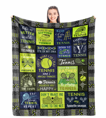 Unique Tennis Gifts Women/Men/Girls/Boys, Funny Tennis Players/Lover Gift Ideas, Tennis Accesories/Stuff for Party, Tennis Themed Soft Blanket 50'' x 60''