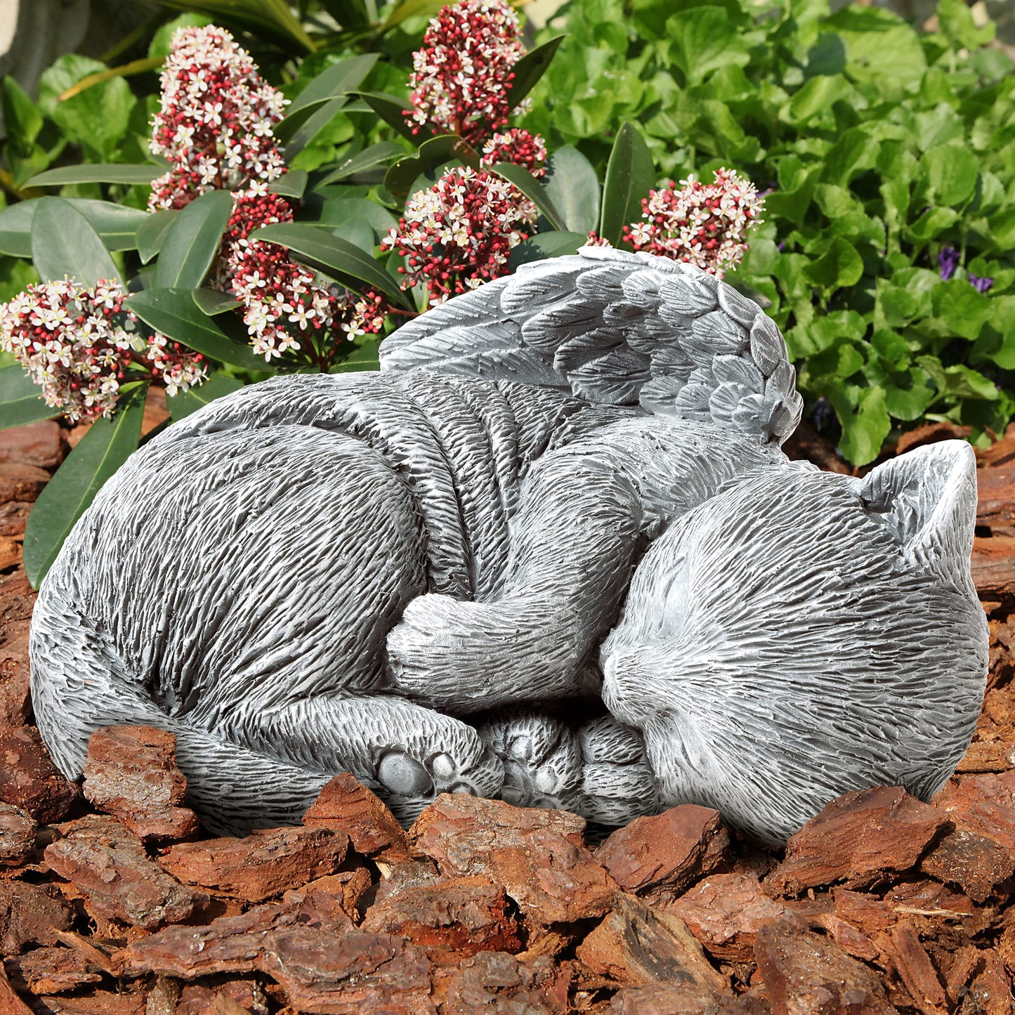 Cat Memorial Stone - Peaceful Sleeping Kitten Angel Statue for Garden, Remembrance, Grave Marker, and Loss - Pet Sympathy Gift by Pure Garden (Gray)
