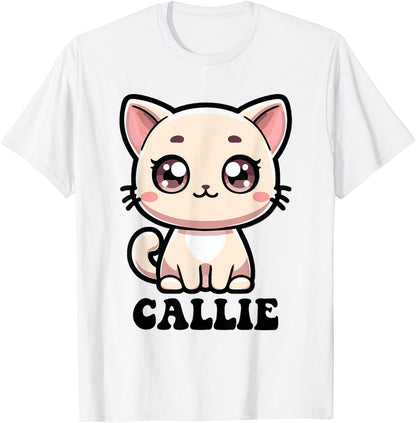 Callie Cute Kitty Cat Design for Girls Name Callie T-Shirt