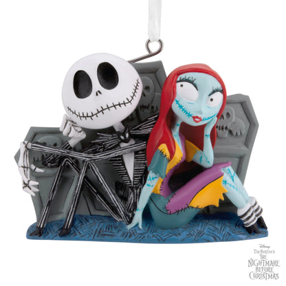 Hallmark Christmas Ornament, Disney Tim Burton's The Nightmare Before Christmas Jack and Sally with Tombstones Ornament, Gifts for Disney Fans