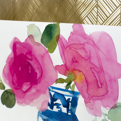 Hallmark 10" Large Square Gift Bag (Watercolor Flower and Vase) for Valentine's Day, Birthdays, Mothers Day, Anniversary, Bridal Showers and More